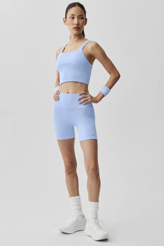 Camiseta de tirantes sin costuras con canalé «Favorite Bra» - Azul Provenza claro