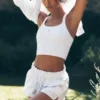 Camiseta de tirantes sin costuras con canalé «Favorite Bra» - Blanco