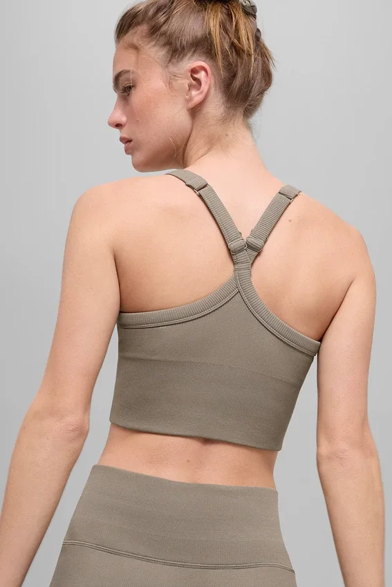 Camiseta de tirantes sin costuras con canalé «Favorite Bra» - Cacao claro