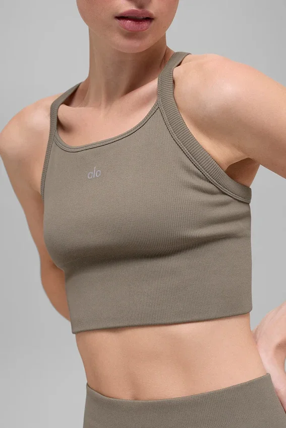 Camiseta de tirantes sin costuras con canalé «Favorite Bra» - Cacao claro