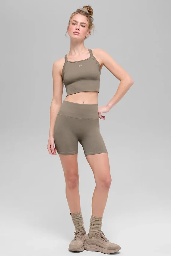 Camiseta de tirantes sin costuras con canalé «Favorite Bra» - Cacao claro