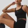 Camiseta de tirantes sin costuras con canalé «Favorite» - Negro