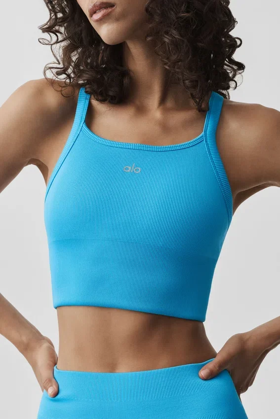 Camiseta de tirantes sin costuras con canelado «Favorite Bra» - Azul celeste