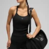 Camiseta de tirantes sin costuras con copas integradas «Favorite» de manga larga - Negro