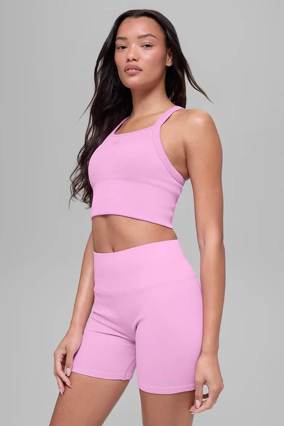 Camiseta de tirantes sin costuras con ribete acanalado «Favorite Bra» - Rosa Candy Heart