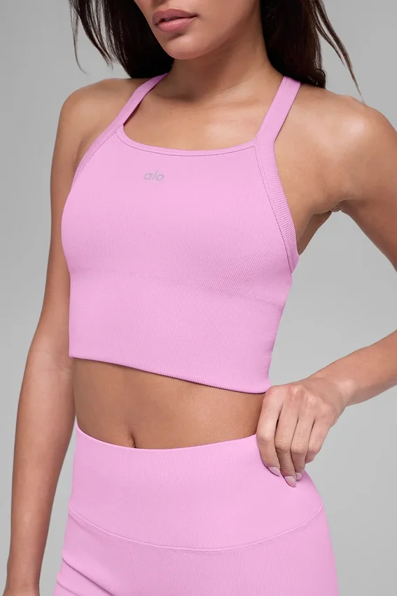 Camiseta de tirantes sin costuras con ribete acanalado «Favorite Bra» - Rosa Candy Heart