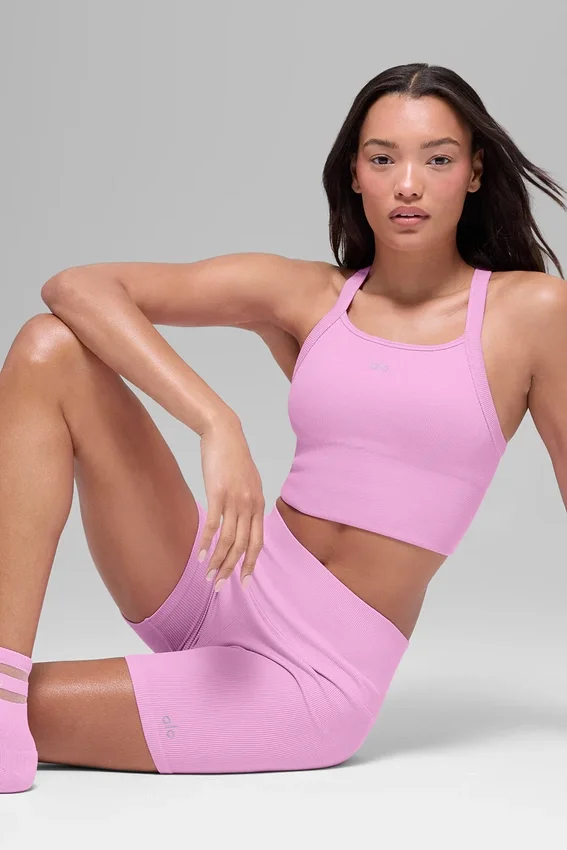 Camiseta de tirantes sin costuras con ribete acanalado «Favorite Bra» - Rosa Candy Heart