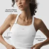 Camiseta de tirantes sin costuras con ribete acanalado y sujetador integrado «Favorite» de manga larga - Blanco