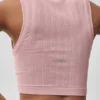 Camiseta de tirantes sin costuras de punto Pointelle - Rosa vintage