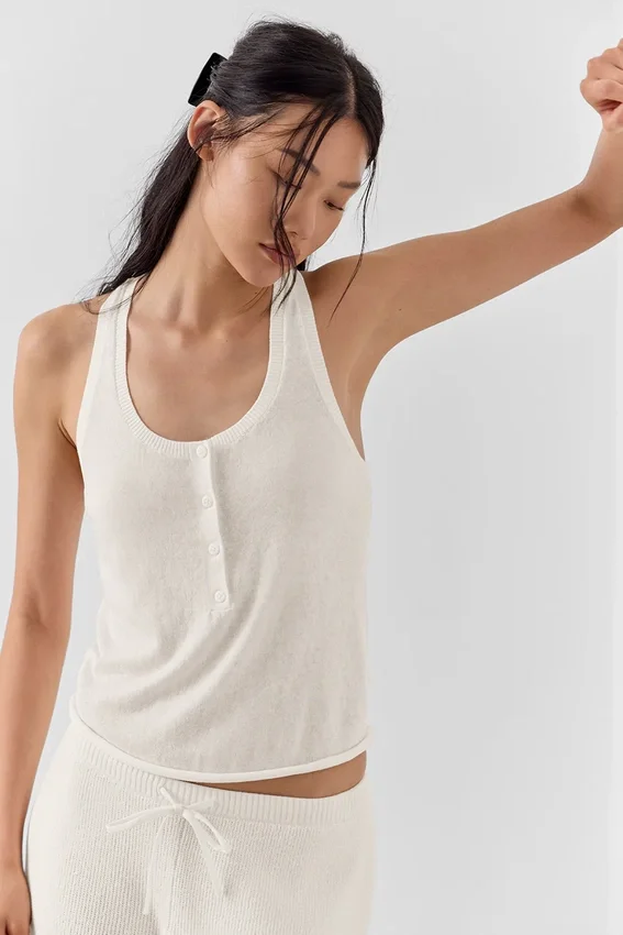 Camiseta de tirantes tipo Henley «Supernatural» - Marfil