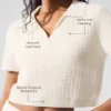 Camiseta polo de cachemira con tejido de panal de felpa - Marfil