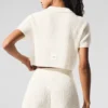 Camiseta polo de cachemira con tejido de panal de felpa - Marfil