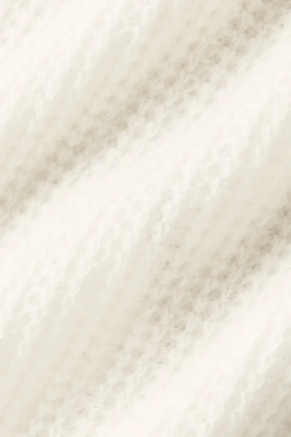 Camiseta polo de cachemira con tejido de panal de felpa - Marfil