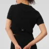 Camiseta polo de cachemira con tejido de panal — Negro
