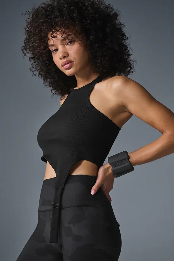 Camiseta sin mangas Revelation de punto acanalado Ribbed Alosoft - Negro