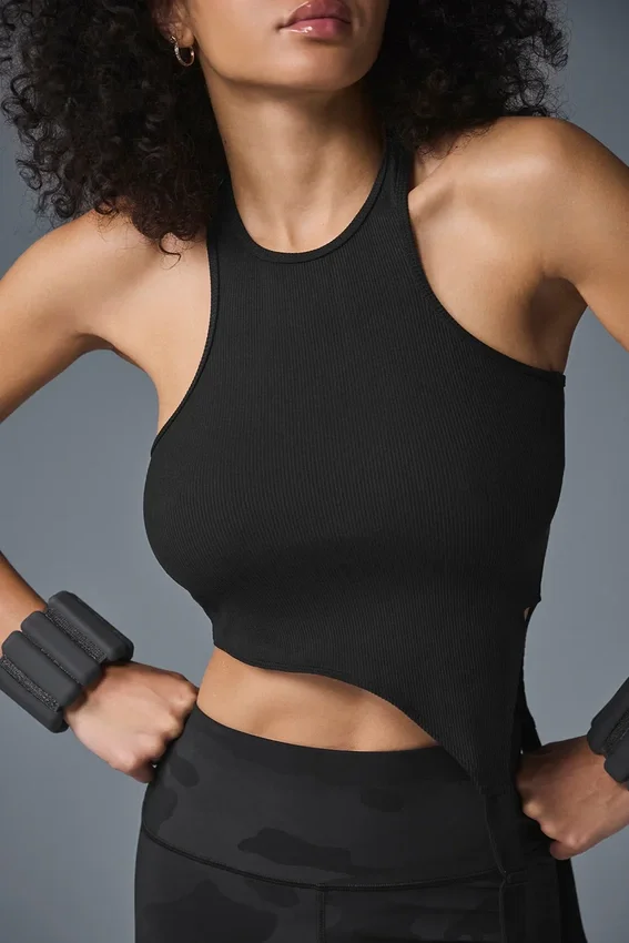 Camiseta sin mangas Revelation de punto acanalado Ribbed Alosoft - Negro