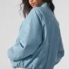 Cazadora bomber Premier de imitación de piel - Azul celeste