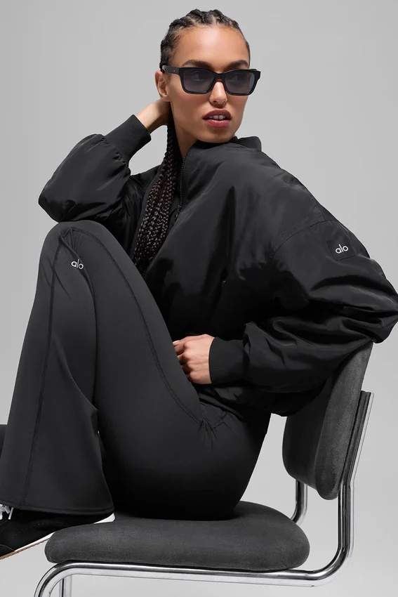 Cazadora bomber Urbanite de piel sintética - Negro/Marfil