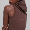 Chaleco con capucha de canalé sin costuras en dos tonos - Brownstone Heather