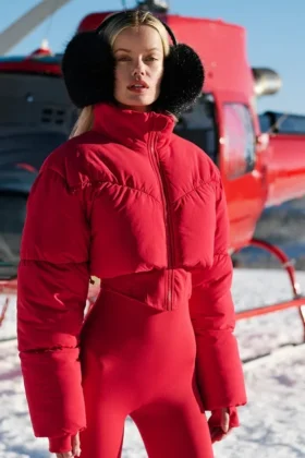 Chaqueta acolchada con corte de corsé «Main Act» - Rojo intenso