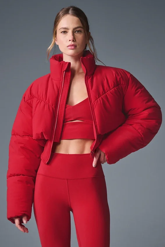 Chaqueta acolchada con corte de corsé «Main Act» - Rojo intenso