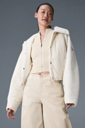 Chaqueta acolchada «Cozy Escape» de sherpa - Marfil/Marfil