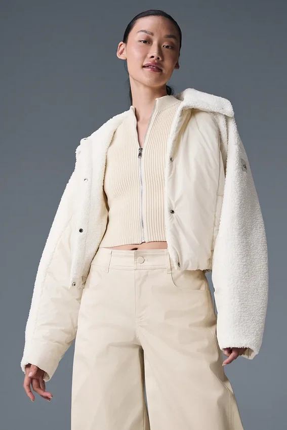 Chaqueta acolchada «Cozy Escape» de sherpa - Marfil/Marfil