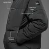 Chaqueta acolchada de escenario con capucha de nailon arrugado - Negro