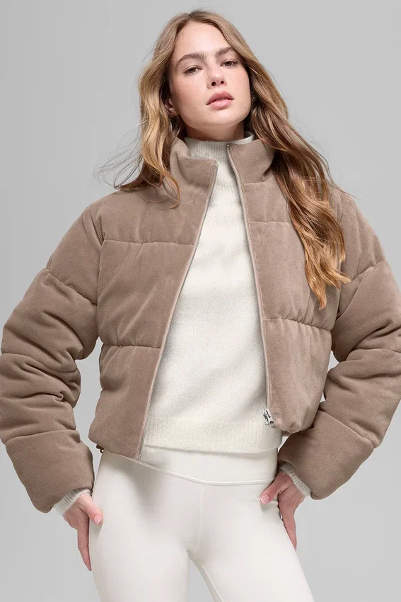 Chaqueta acolchada de micropanera de ensueño - Chai Latte