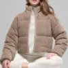 Chaqueta acolchada de micropanera de ensueño - Chai Latte