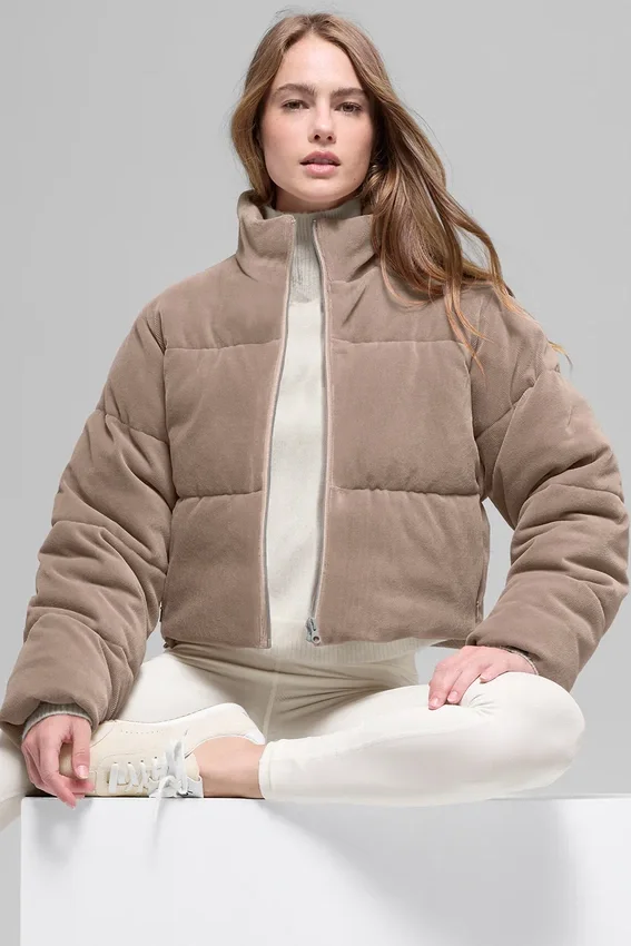 Chaqueta acolchada de micropanera de ensueño - Chai Latte