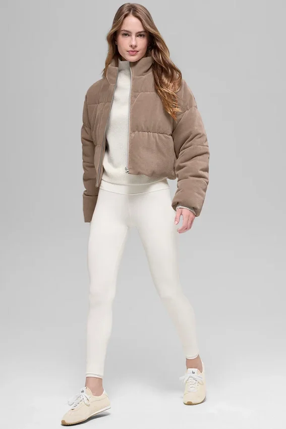 Chaqueta acolchada de micropanera de ensueño - Chai Latte