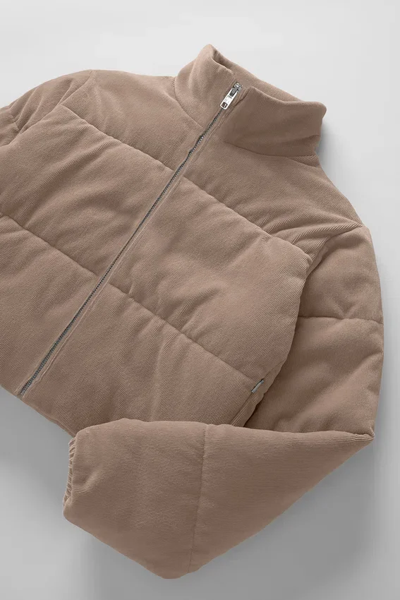 Chaqueta acolchada de micropanera de ensueño - Chai Latte