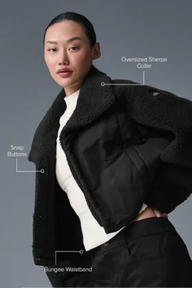 Chaqueta acolchada Sherpa Cozy Escape – Negro/Negro