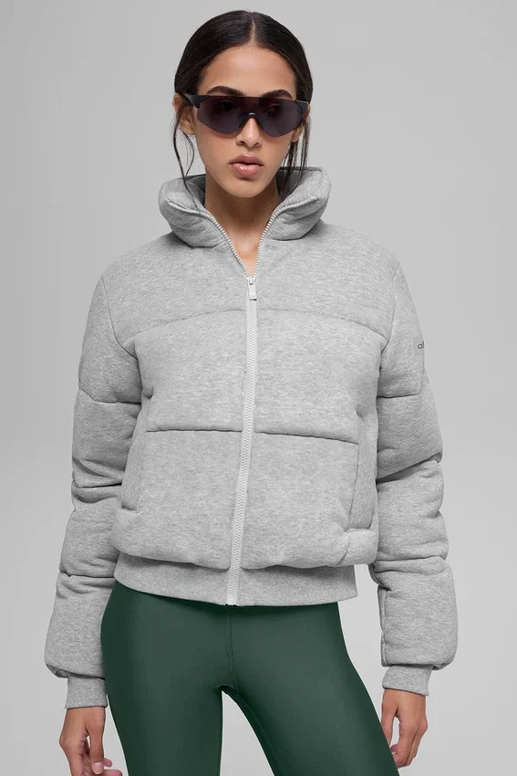 Chaqueta acolchada tipo sudadera - Gris jaspeado deportivo