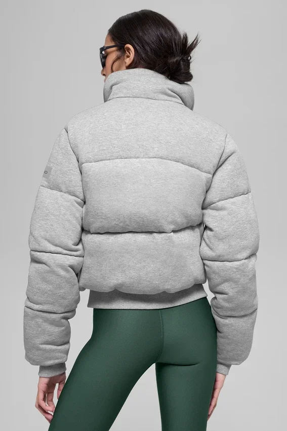 Chaqueta acolchada tipo sudadera - Gris jaspeado deportivo
