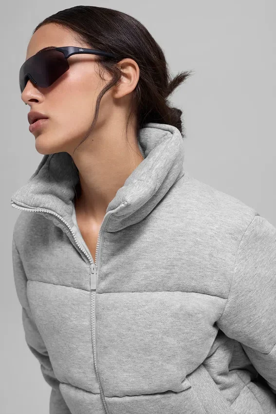 Chaqueta acolchada tipo sudadera - Gris jaspeado deportivo
