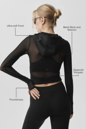 Chaqueta Alo Softsculpt Superset con cremallera completa – Negro