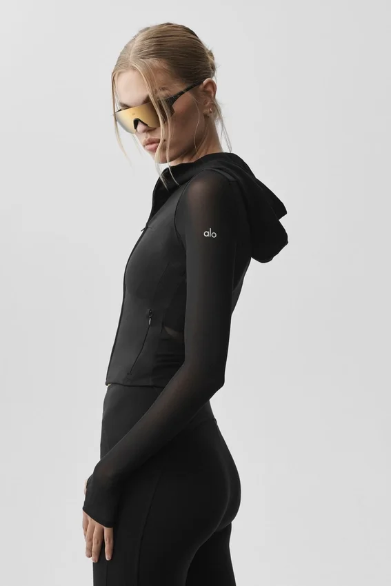 Chaqueta Alo Softsculpt Superset con cremallera completa - Negro