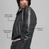 Chaqueta bomber corta «Premier» de imitación de piel - Negro