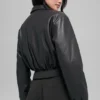 Chaqueta bomber corta «Premier» de imitación de piel - Negro