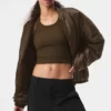 Chaqueta bomber Premier de imitación de piel - Espresso