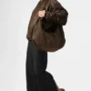 Chaqueta bomber Premier de imitación de piel - Espresso
