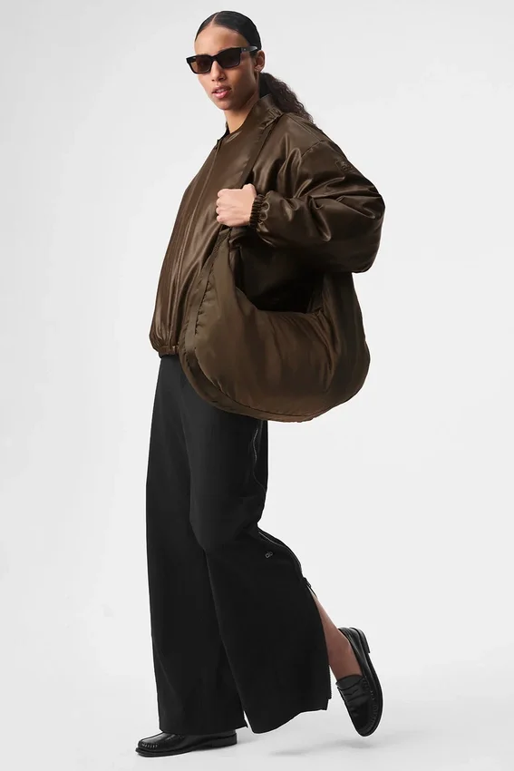 Chaqueta bomber Premier de imitación de piel - Espresso