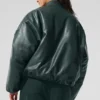 Chaqueta bomber Premier de imitación de piel - Verde carbón