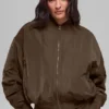 Chaqueta bomber Urbanite de piel sintética - Espresso/Marfil