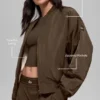 Chaqueta bomber Urbanite de piel sintética - Espresso/Marfil