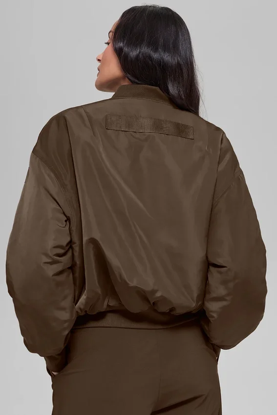 Chaqueta bomber Urbanite de piel sintética - Espresso/Marfil