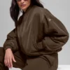 Chaqueta bomber Urbanite de piel sintética - Espresso/Marfil