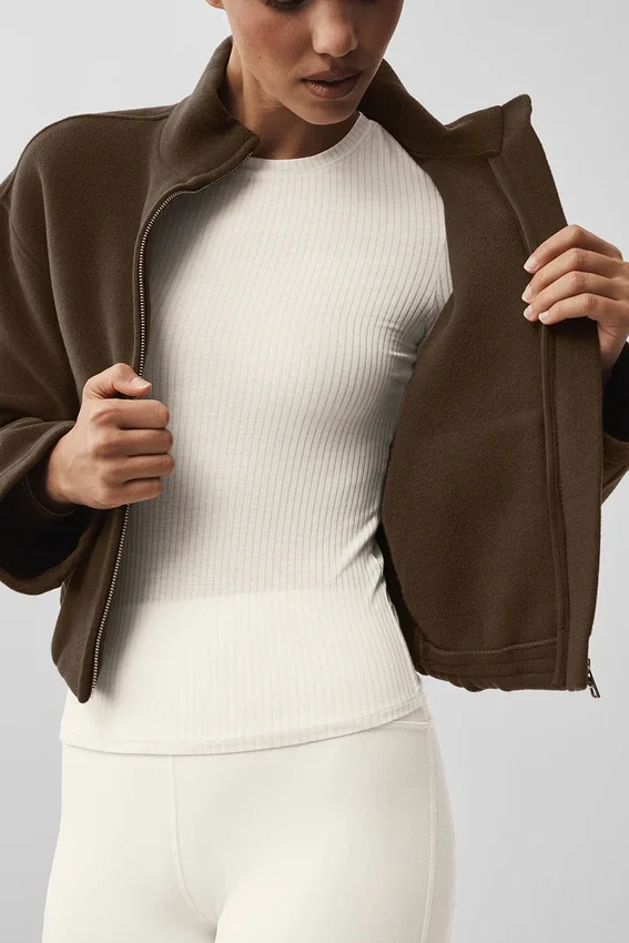 Chaqueta «City Girl» de lana de doble cara - Espresso